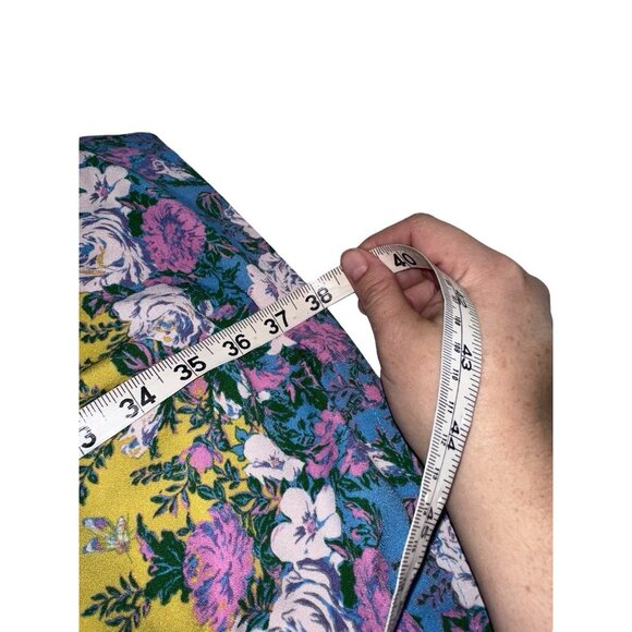 ModCloth Yellow Blue Roses Floral Lively Identity Mod Housewife A-Line Dress 1X - Picture 7 of 7